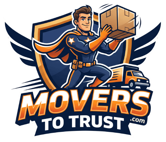 Movers To Trust Superhero Shield Emblem - Vetted, Licensed and Scam-Free Interstate and Local Moving Companies